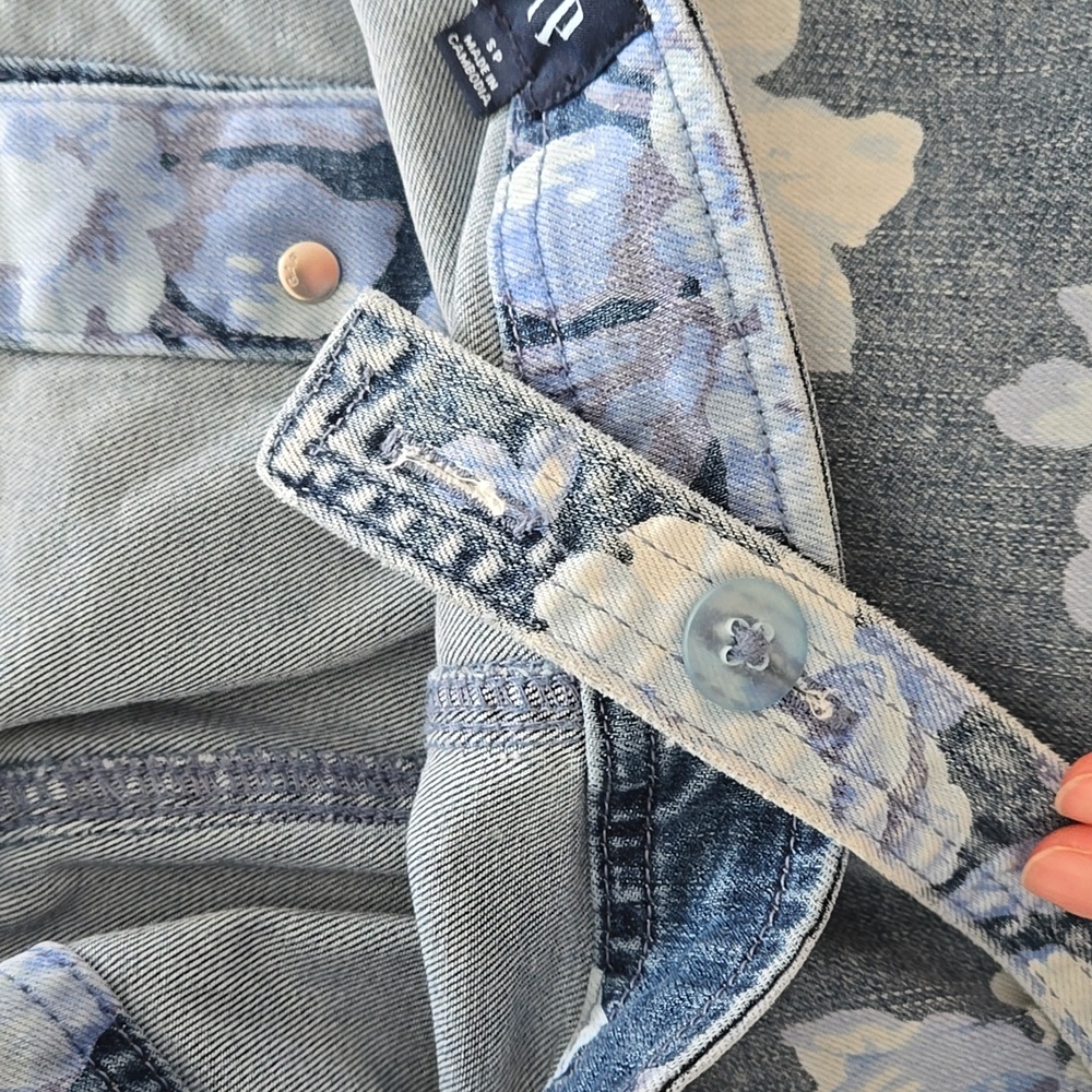 GAP Blue Floral Button-Front Mini Dress - Picture 2 of 5